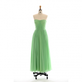 Edaydress strapless sweetheart bridesmaid dress light green chiffon long gown crisscross pleated formal dress fully gathered floor length wedding 