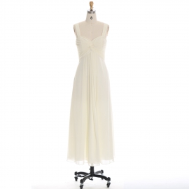 Edaydress sweetheart neck knot front bridesmaid dress ivory chiffon maxi dress flowy a-line formal gown wide strap wedding evening dress