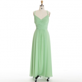 Edaydress cross ruched v neck bridesmaid dress sage green spaghetti strap chiffon maxi gown flowy a line formal evening dress spring garden wedding